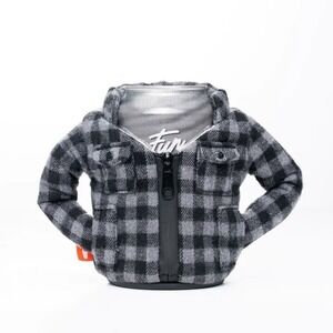 Puffin drinkwear Plaid Pewter Flannel Jacket Shirt Drink Koozie The Lumberjack